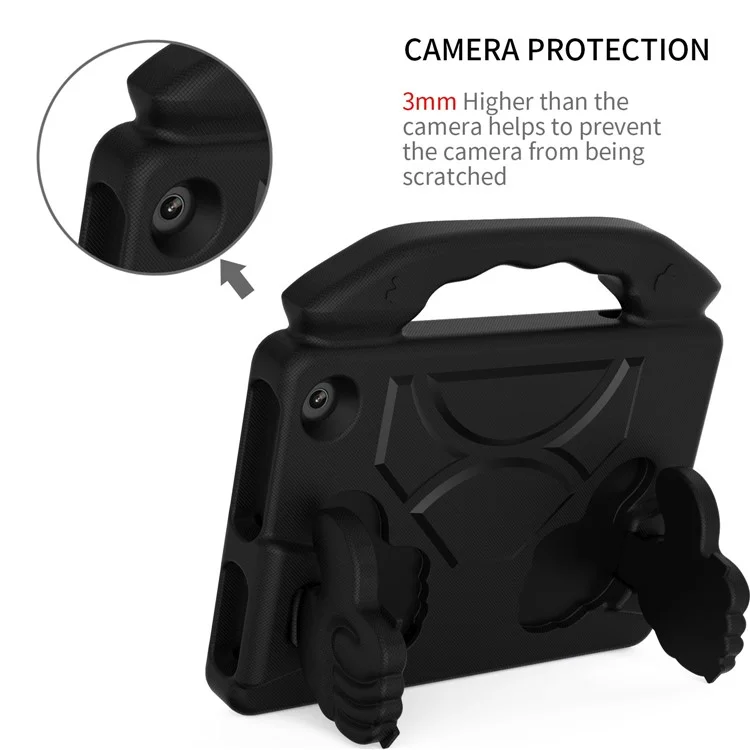For Amazon Fire 7 (2022) Foldable Thumb Kickstand EVA Tablet Case Drop-proof Cover with Handle - Black