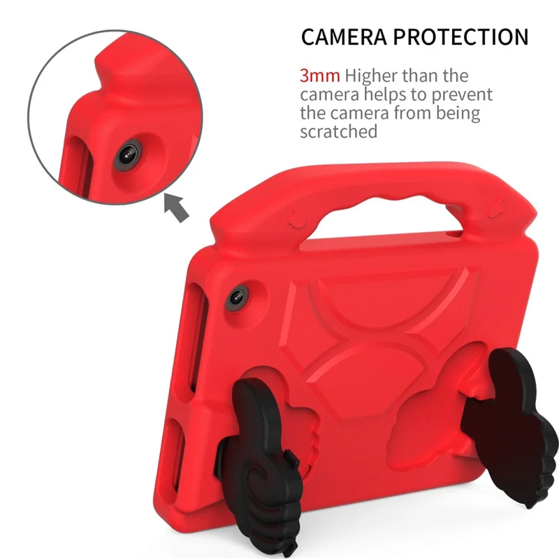 For Amazon Fire 7 (2022) Foldable Thumb Kickstand EVA Tablet Case Drop-proof Cover with Handle - Red