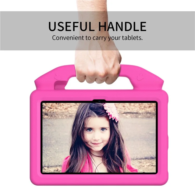 For Amazon Fire 7 (2022) Foldable Thumb Kickstand EVA Tablet Case Drop-proof Cover with Handle - Rose
