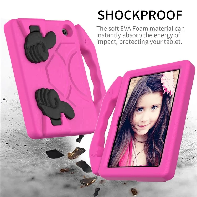 For Amazon Fire 7 (2022) Foldable Thumb Kickstand EVA Tablet Case Drop-proof Cover with Handle - Rose