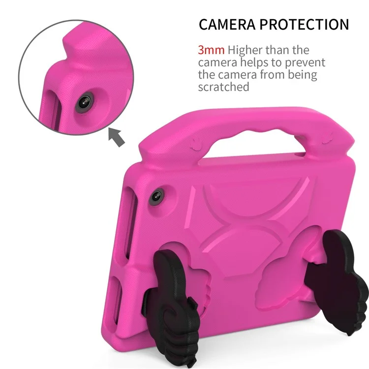 For Amazon Fire 7 (2022) Foldable Thumb Kickstand EVA Tablet Case Drop-proof Cover with Handle - Rose