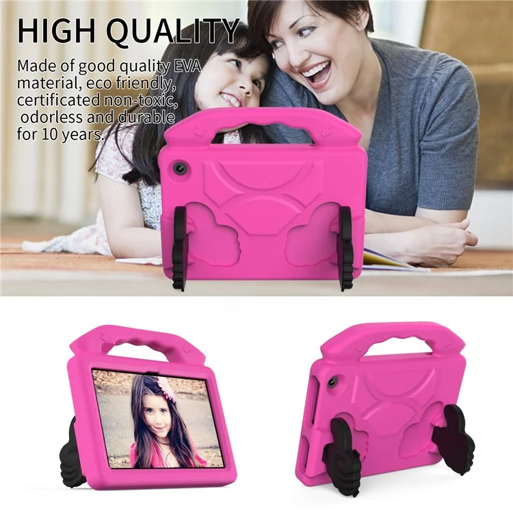 For Amazon Fire 7 (2022) Foldable Thumb Kickstand EVA Tablet Case Drop-proof Cover with Handle - Rose