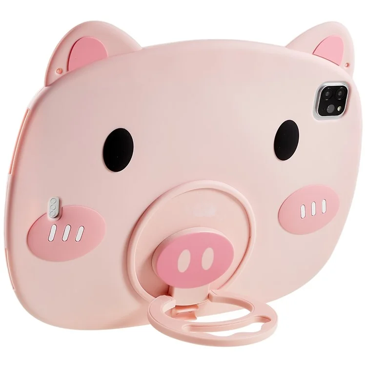 Para iPad Pro 11 (2020) / (2021) / (2022) / iPad Air (2020) / (2022) Cute Piggy Soft Silicone Case PC Handle Kickstand Anti-Slip Tablet Cover
