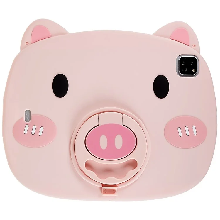 Para iPad Pro 11 (2020) / (2021) / (2022) / iPad Air (2020) / (2022) Cute Piggy Soft Silicone Case PC Handle Kickstand Anti-Slip Tablet Cover