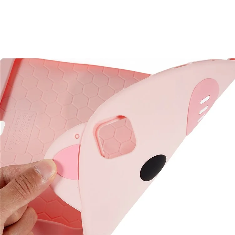 Para iPad Pro 11 (2020) / (2021) / (2022) / iPad Air (2020) / (2022) Cute Piggy Soft Silicone Case PC Handle Kickstand Anti-Slip Tablet Cover