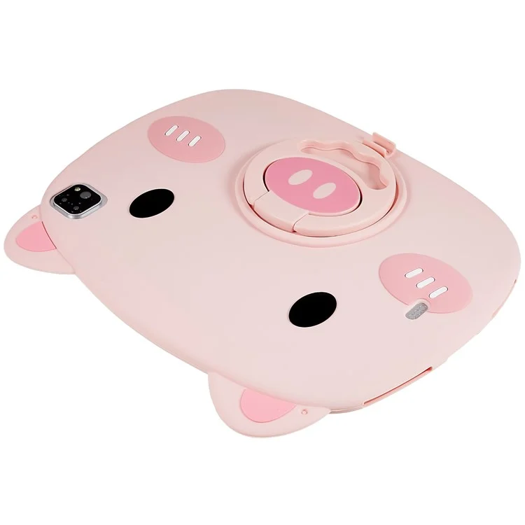 Para iPad Pro 11 (2020) / (2021) / (2022) / iPad Air (2020) / (2022) Cute Piggy Soft Silicone Case PC Handle Kickstand Anti-Slip Tablet Cover