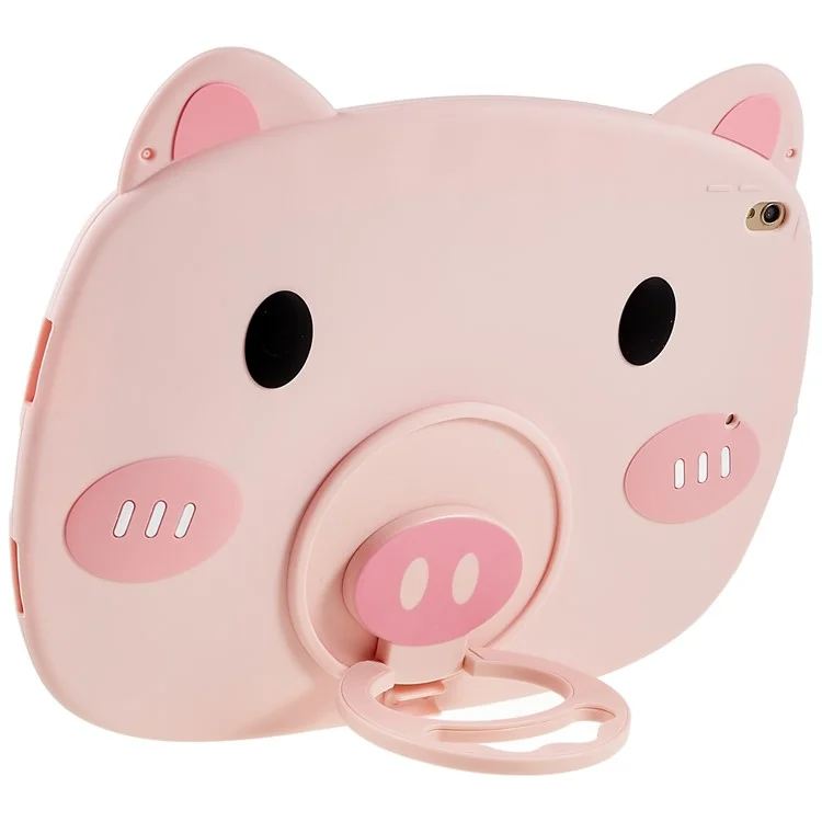 Pour iPad 10.2 (2019) / (2020) / (2021) / iPad Pro 10.5 pouces (2017) / (2019) Handle Kickstand 3D Cute Piggy Case Soft Silicone Shock Absorption Tablet Cover