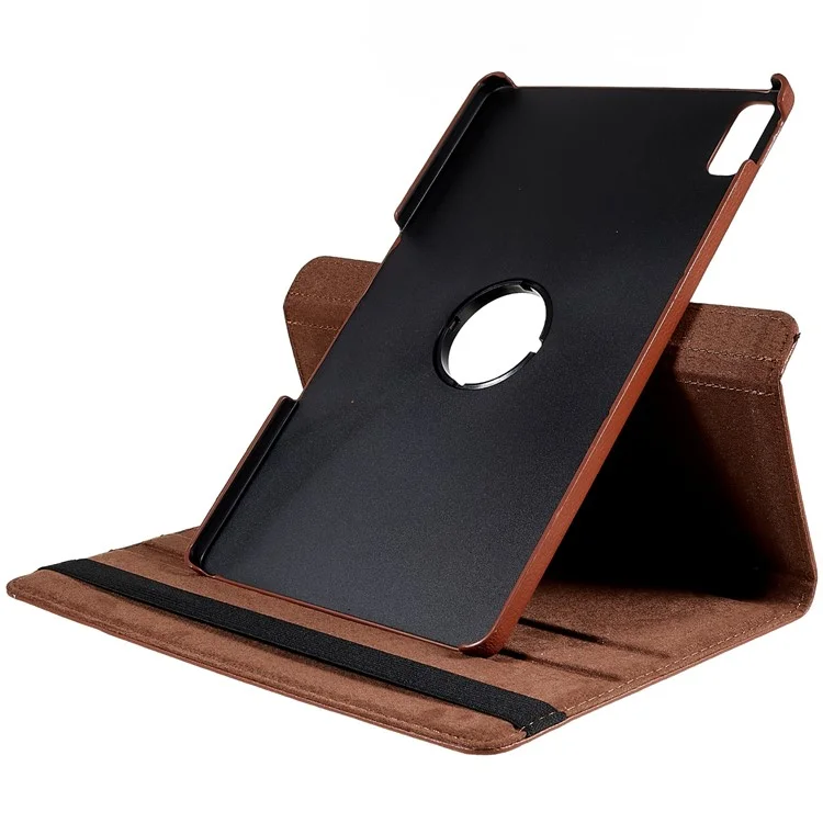 Für Lenovo Tab P11 Gen 2 Drehbarer Tablet-Ständer-Etui aus PU-Leder, sturzfest, mit Gummiband - Braun