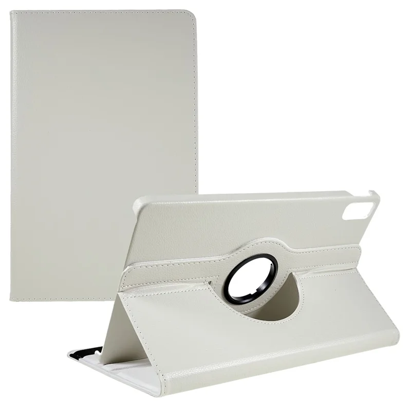 For Lenovo Tab P11 Gen 2 Rotary Tablet Case Stand PU Leather Drop-Proof Tablet Cover with Elastic Band - White