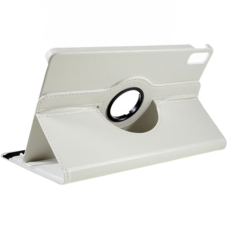 For Lenovo Tab P11 Gen 2 Rotary Tablet Case Stand PU Leather Drop-Proof Tablet Cover with Elastic Band - White