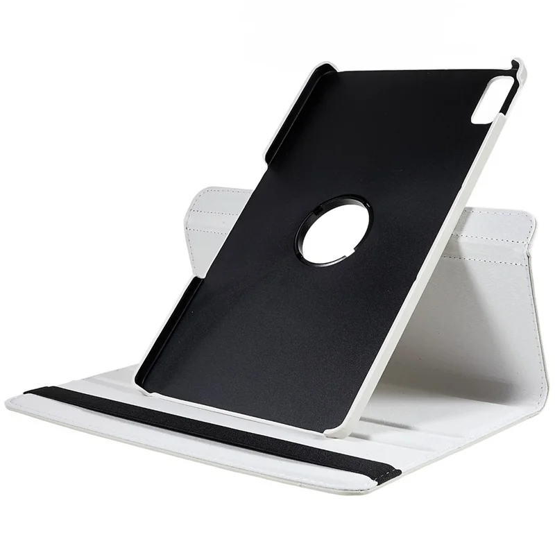 For Lenovo Tab P11 Gen 2 Rotary Tablet Case Stand PU Leather Drop-Proof Tablet Cover with Elastic Band - White