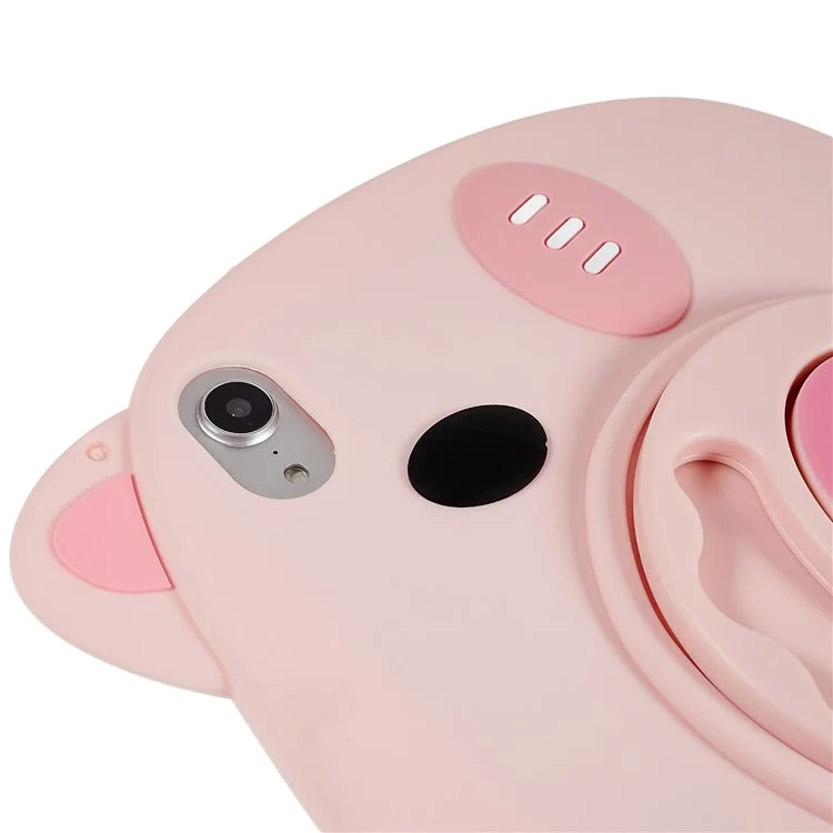 Per iPad mini (2024) / mini (2021) Custodia morbida in silicone per cartoni animati Piggy Shockproof Handle Kickstand Anti-Slip Tablet Cover