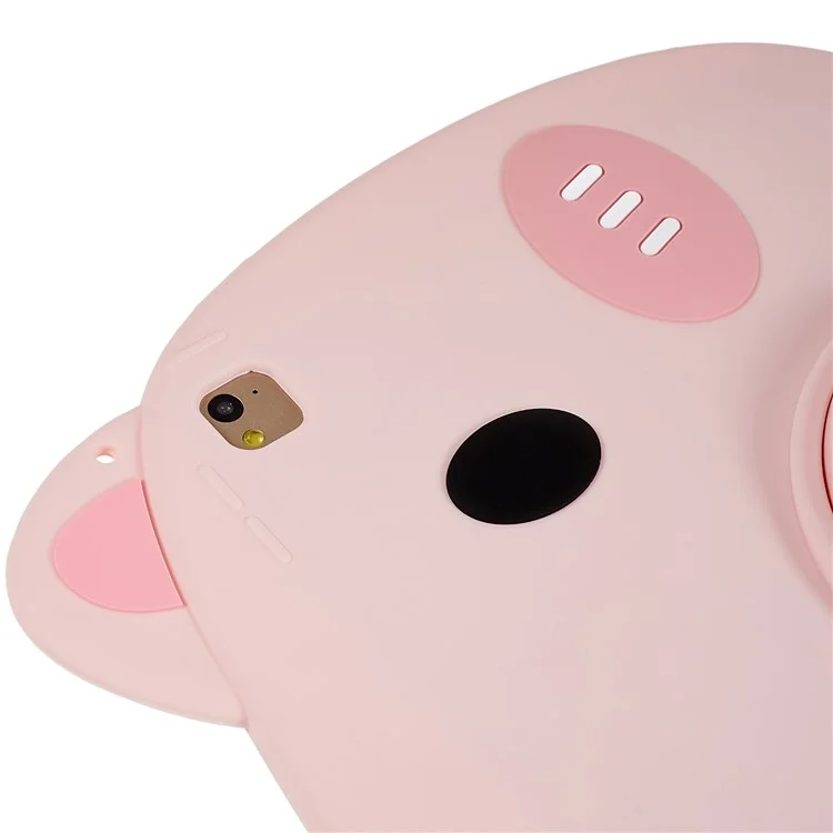 Pour l'iPad Air (2013) / Air 2 / iPad 9.7 pouces (2017) / (2018) Cartoon Piggy Cover Soft Silicone Shock-Absorption Tablet Case with Handle Kickstand