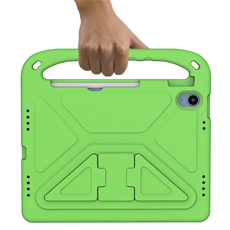 For iPad (2025) / 10.9 (2022) Portable Hand Grip EVA Tablet Case Foldable Kickstand Shockproof Protective Cover - Green