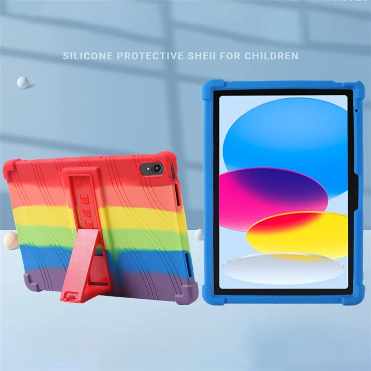 Para Ipad 10.9 (2022) Case de Protección de Tableta de Silicona a Prueba de Choques PC Kickstand Anti-drop Cover - Cielo Azul