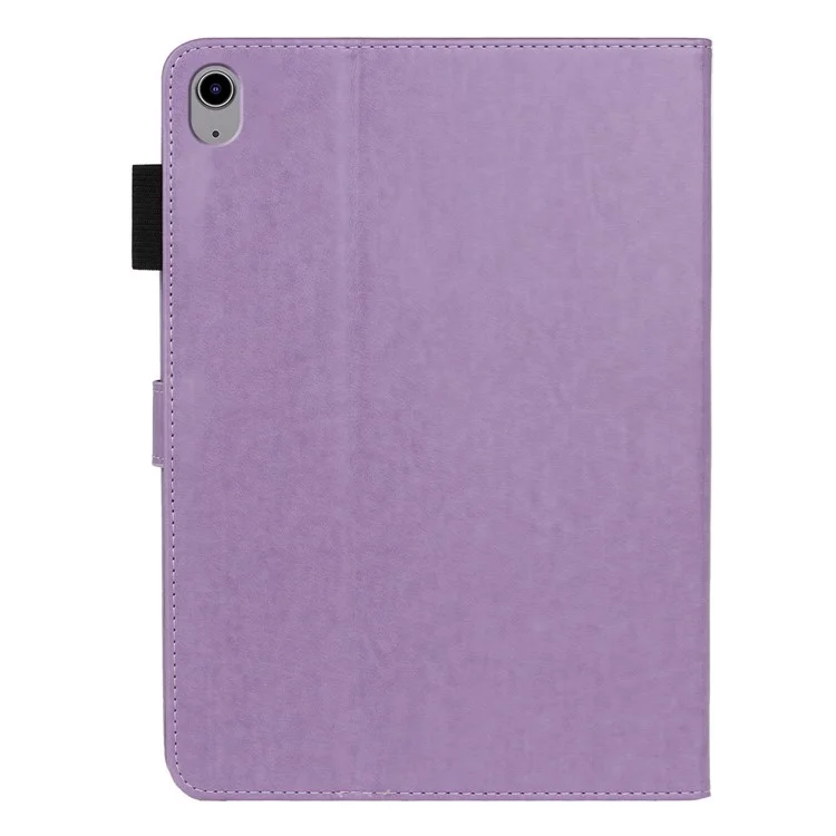 Для iPad 10.9 (2022) / iPad 10-го поколения Imprinted Butterfly Flower Pattern PU Leather Tablet Case Foldable Stand Wallet Full Protection Cover with Pen Holder - фиолетовый