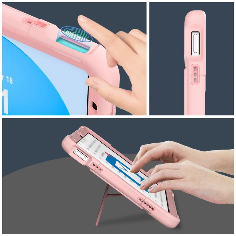 Robot B3 Series for iPad (2025) / 10.9 (2022) Contrast Color PC + Silicone Tablet  Case Drop-Proof Kickstand Protective Cover - Rose Gold
