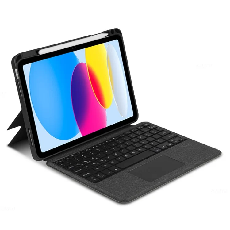 Für iPad 10.9 (2022) Lederhülle + Bluetooth-Tastatur mit Hintergrundbeleuchtung und Trackpad
