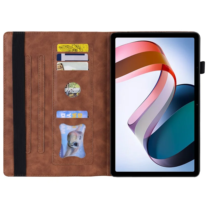Für Xiaomi Redmi Pad PU-Leder Business Folio Ständer Cover Elastikband Geldbörse Vollschutz Tablet-Hülle mit Stifthalter - Braun