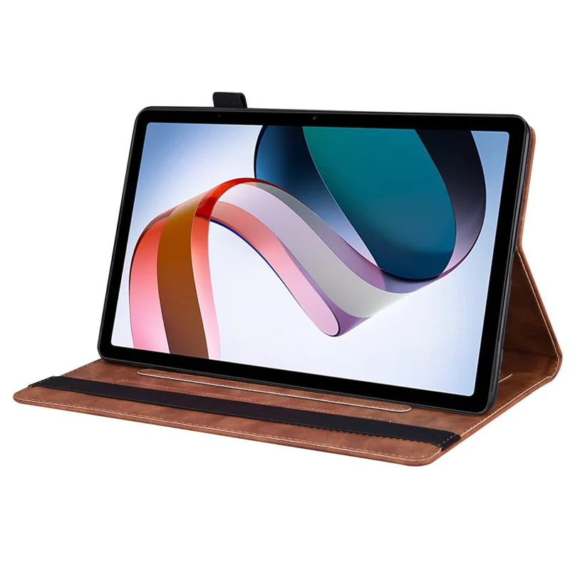 Für Xiaomi Redmi Pad PU-Leder Business Folio Ständer Cover Elastikband Geldbörse Vollschutz Tablet-Hülle mit Stifthalter - Braun