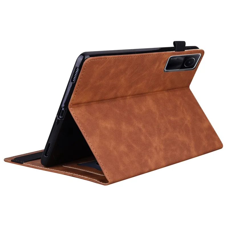 Für Xiaomi Redmi Pad PU-Leder Business Folio Ständer Cover Elastikband Geldbörse Vollschutz Tablet-Hülle mit Stifthalter - Braun