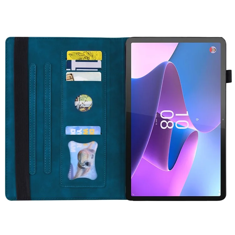 Für Lenovo Pad Pro 2022 / Tab P11 Pro Gen 2 Betrachtungsständer Geschäfts-Folio Tablet-Cover PU-Leder Geldbörse Elastisches Band Schützende Hülle mit Stifthalter - Blau