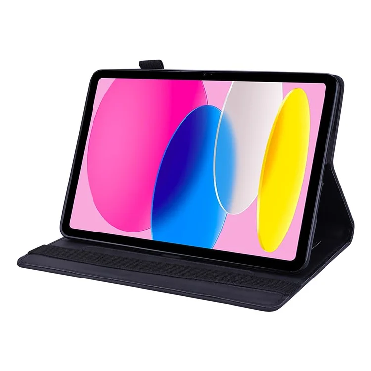 For iPad (2025) / 10.9 (2022) PU Leather Case Stand Imprinted Flower Pattern Tablet Cover with Card Slot - Black