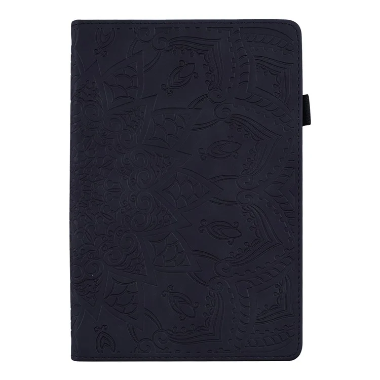 For iPad (2025) / 10.9 (2022) PU Leather Case Stand Imprinted Flower Pattern Tablet Cover with Card Slot - Black
