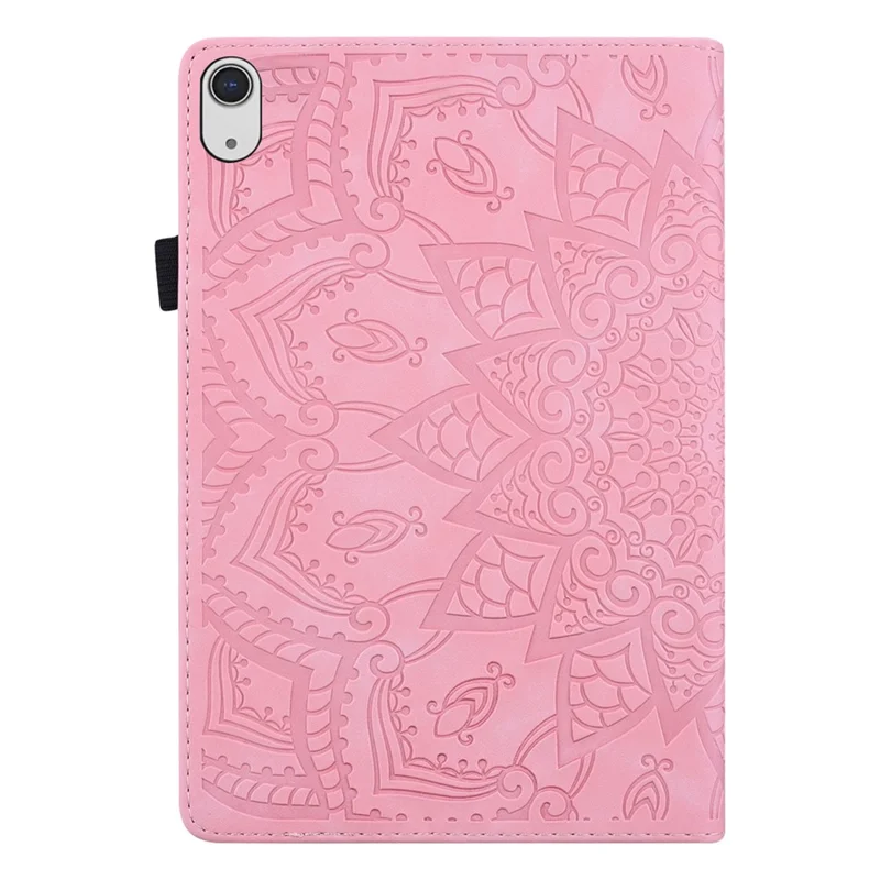 Für iPad (2025) / 10,9 (2022) PU-Lederhülle mit Standfunktion, geprägtes Blumenmuster, Tablettasche mit Kartenfach - Rosa