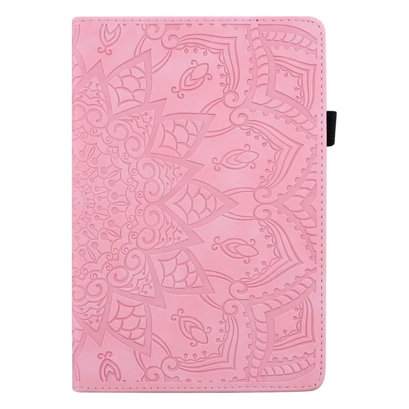 Für iPad (2025) / 10,9 (2022) PU-Lederhülle mit Standfunktion, geprägtes Blumenmuster, Tablettasche mit Kartenfach - Rosa