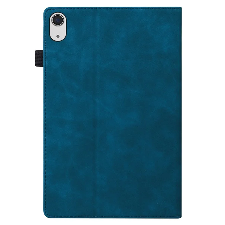 For iPad (2025) / 10.9 (2022) Business Folio Stand Case PU Leather Wallet Auto Wake / Sleep Tablet Cover with Elastic Band and Pencil Holder - Blue