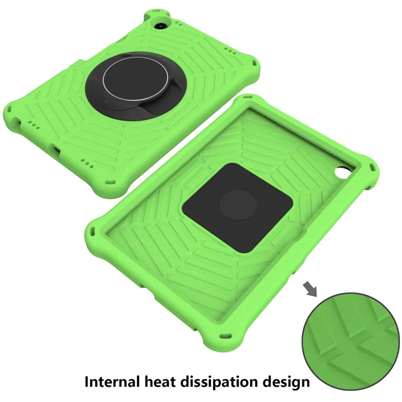 For Lenovo Tab M10 Plus (3rd Gen) / Xiaoxin Pad 2022 10.6 inch Spider Web Texture Shockproof EVA Case 360 Degree Rotation Kickstand Anti-scratch Cover with Shoulder Strap - Green