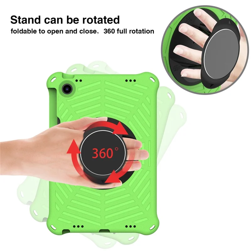 For Lenovo Tab M10 Plus (3rd Gen) / Xiaoxin Pad 2022 10.6 inch Spider Web Texture Shockproof EVA Case 360 Degree Rotation Kickstand Anti-scratch Cover with Shoulder Strap - Green