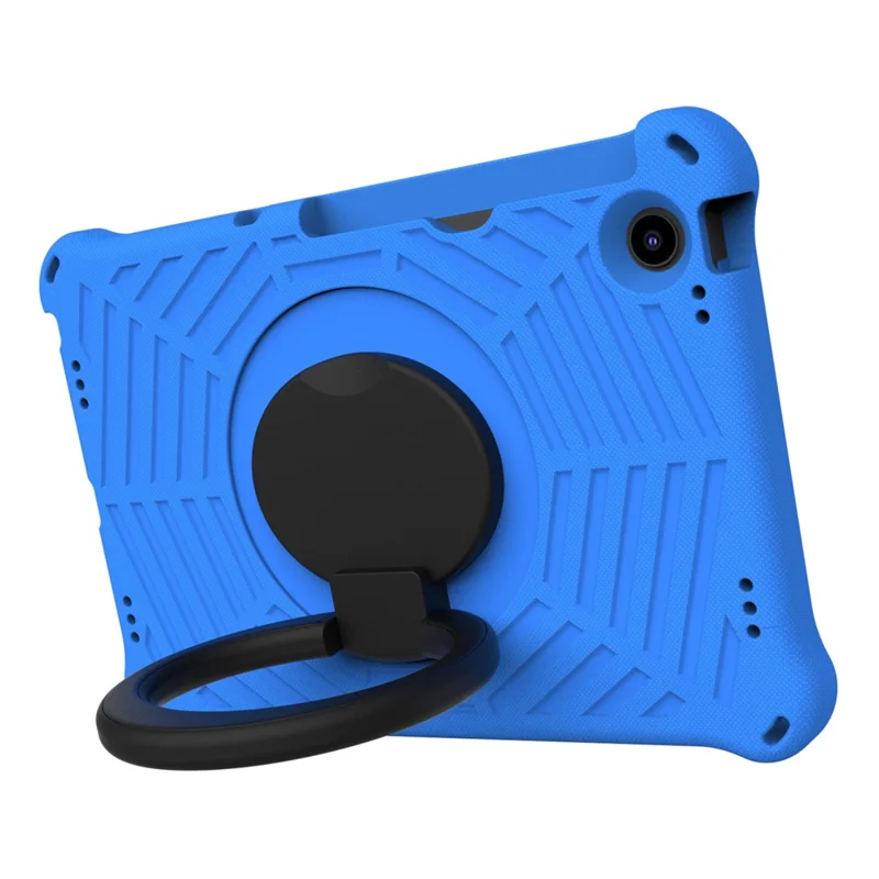 Voor Lenovo Tab M10 Plus (3e generatie) / Xiaoxin Pad 2022 10,6 inch Stootvaste Tabletcover met Spinnennetstructuur, Standaard, Handgreep en Schouderriem - Blauw