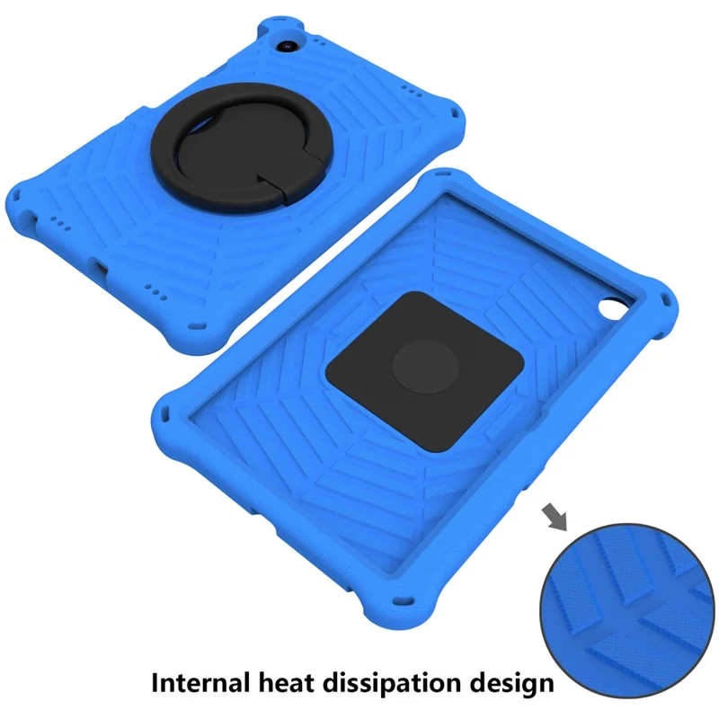 Voor Lenovo Tab M10 Plus (3e generatie) / Xiaoxin Pad 2022 10,6 inch Stootvaste Tabletcover met Spinnennetstructuur, Standaard, Handgreep en Schouderriem - Blauw