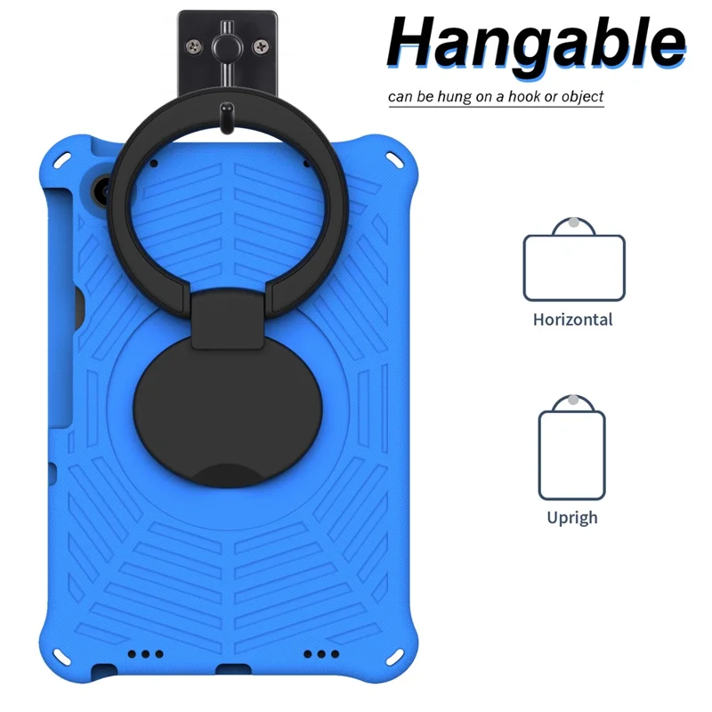 Voor Lenovo Tab M10 Plus (3e generatie) / Xiaoxin Pad 2022 10,6 inch Stootvaste Tabletcover met Spinnennetstructuur, Standaard, Handgreep en Schouderriem - Blauw