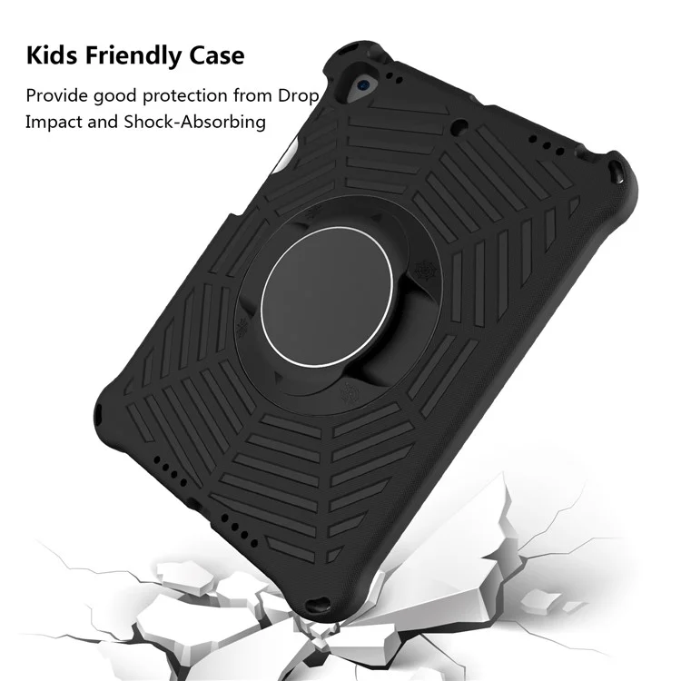 Per Ipad 10.2 (2021) /(2020) /(2019) Kids Spider Web Texture Tablet Case Robusto di Rotazione Eva Copertina di Cavo Con Spalla Che Trasporta Cinghia - Nero