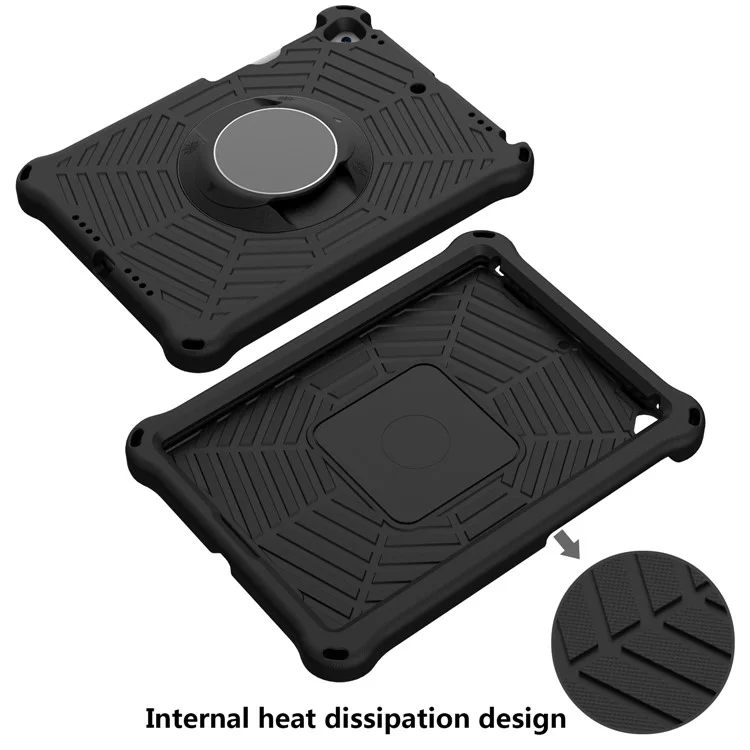 Per Ipad 10.2 (2021) /(2020) /(2019) Kids Spider Web Texture Tablet Case Robusto di Rotazione Eva Copertina di Cavo Con Spalla Che Trasporta Cinghia - Nero