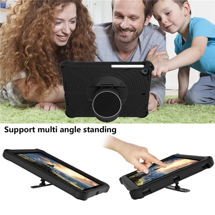 Per Ipad 10.2 (2021) /(2020) /(2019) Kids Spider Web Texture Tablet Case Robusto di Rotazione Eva Copertina di Cavo Con Spalla Che Trasporta Cinghia - Nero