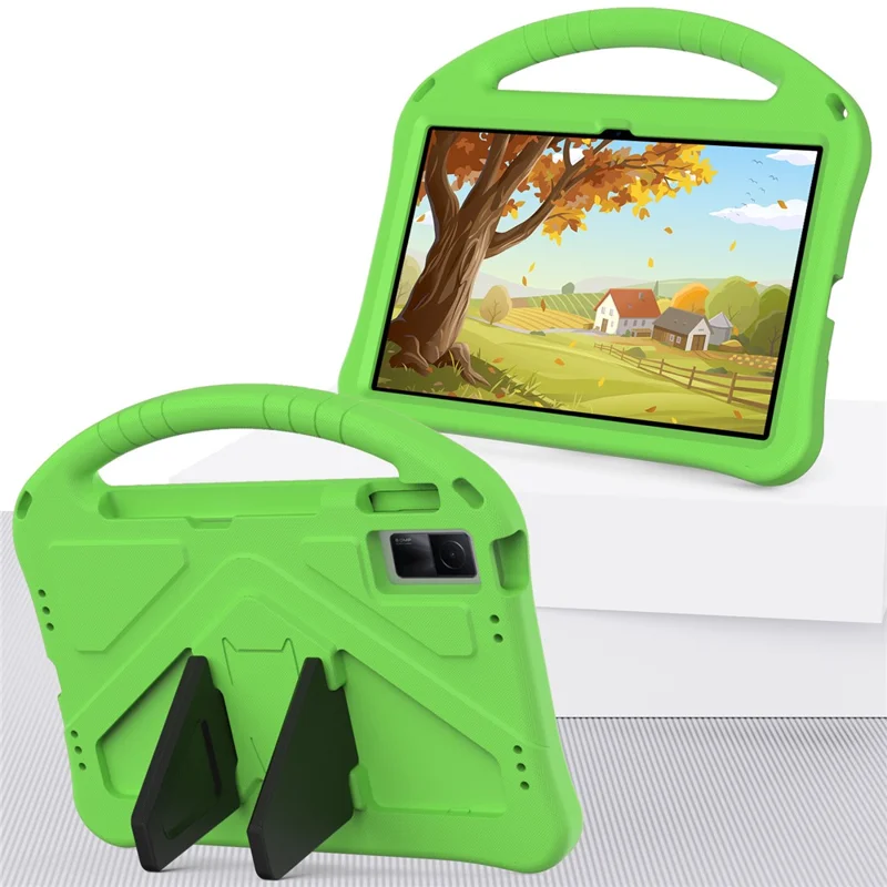 For Xiaomi Redmi Pad / Oppo Pad / Huawei MatePad 10.4 (2020) / (2022) / Honor V6 Tablet Case Portable Handle Foldable Kickstand Shockproof EVA Protective Cover - Green