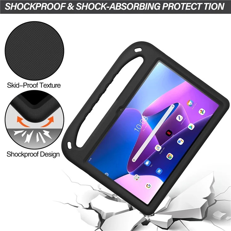 Pour Lenovo Tab M10 Plus (3e génération) / Xiaoxin Pad 2022 10,6 pouces Étui de tablette anti-chute en EVA avec support, poignée, résistance aux rayures et protection portable - Noir