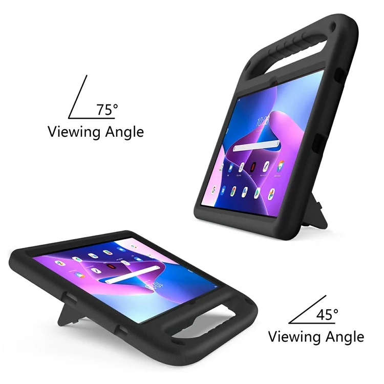 Pour Lenovo Tab M10 Plus (3e génération) / Xiaoxin Pad 2022 10,6 pouces Étui de tablette anti-chute en EVA avec support, poignée, résistance aux rayures et protection portable - Noir