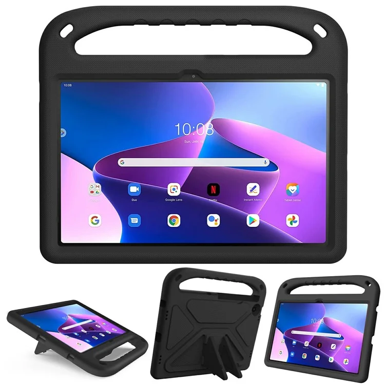 Pour Lenovo Tab M10 Plus (3e génération) / Xiaoxin Pad 2022 10,6 pouces Étui de tablette anti-chute en EVA avec support, poignée, résistance aux rayures et protection portable - Noir