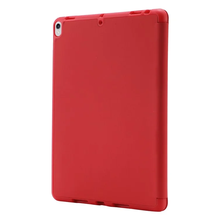 For iPad 10.2 (2021) / (2020) / (2019) Skin-touch Feeling PU Leather + TPU Tri-fold Stand Cover Anti-drop Tablet Case with Pen Slot - Red