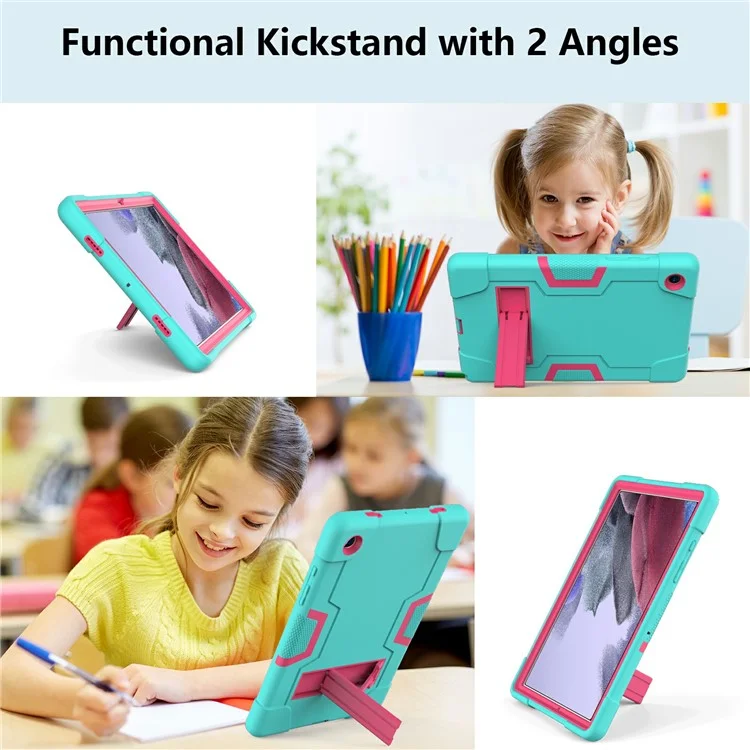 Para la Cubierta Protectora Samsung Galaxy Tab A8 10.5 (2021), Case de Tableta Híbrida de Silicona a Prueba de Golpes + PC Con Kickstand - Menta Verde / Rosa