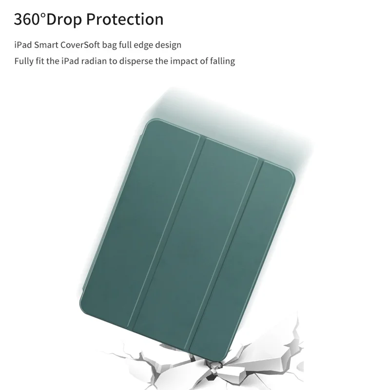 For iPad (2025) / 10.9 (2022) Drop-Proof Tri-Fold Tablet Cover Stand Microfiber Leather + TPU + Silicone Tablet Case - Green