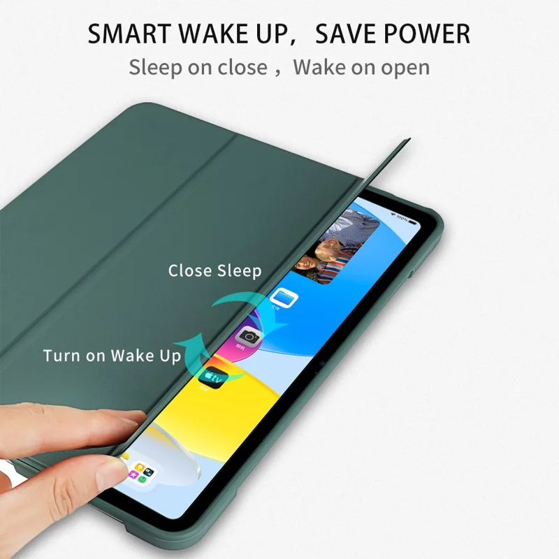 For iPad (2025) / 10.9 (2022) Drop-Proof Tri-Fold Tablet Cover Stand Microfiber Leather + TPU + Silicone Tablet Case - Baby Blue