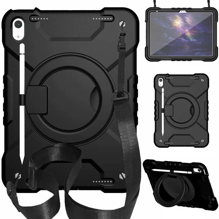 Para Ipad 10.9 (2022) Case de Tableta a Prueba de Choque PC PC + Cubierta de Tableta de Silicona Con Correa Para el Hombro - Todos de Vuelta