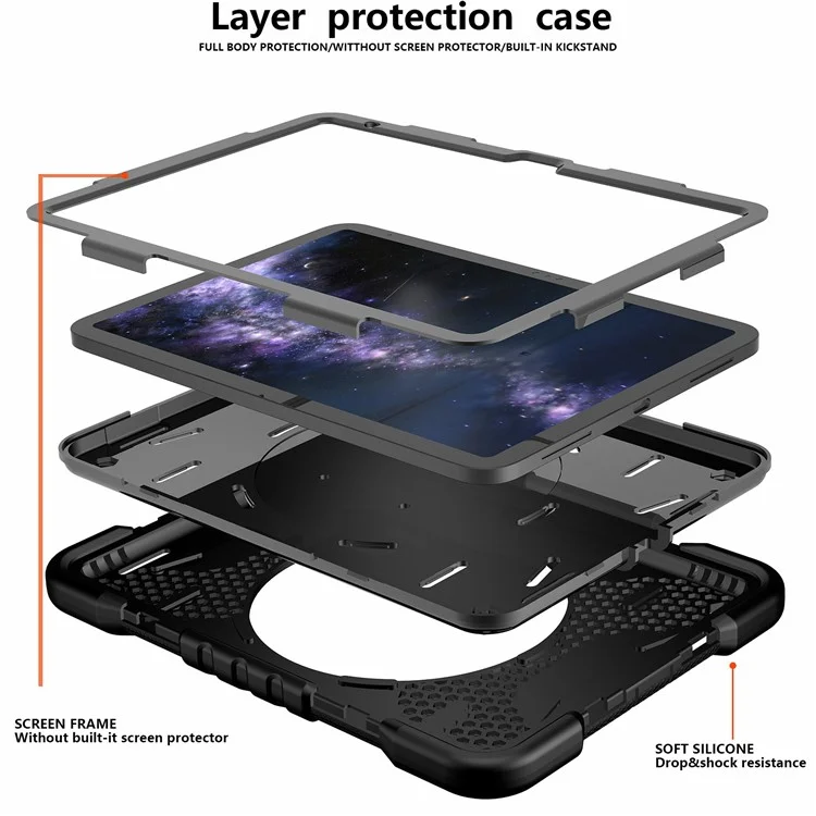 Para Ipad 10.9 (2022) Case de Tableta a Prueba de Choque PC PC + Cubierta de Tableta de Silicona Con Correa Para el Hombro - Todos de Vuelta