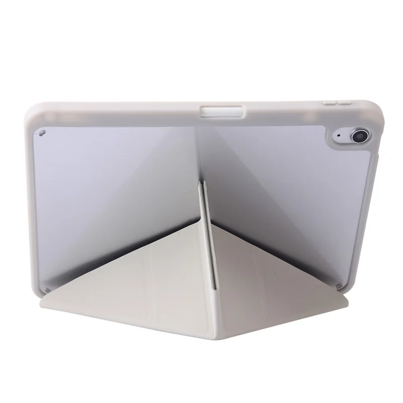 Copertina di Tablet Stand Origami Per Ipad 10.9 (2022), Auto Wake / Sleep pu Leather + Acrylic Full Protection Case - Beige